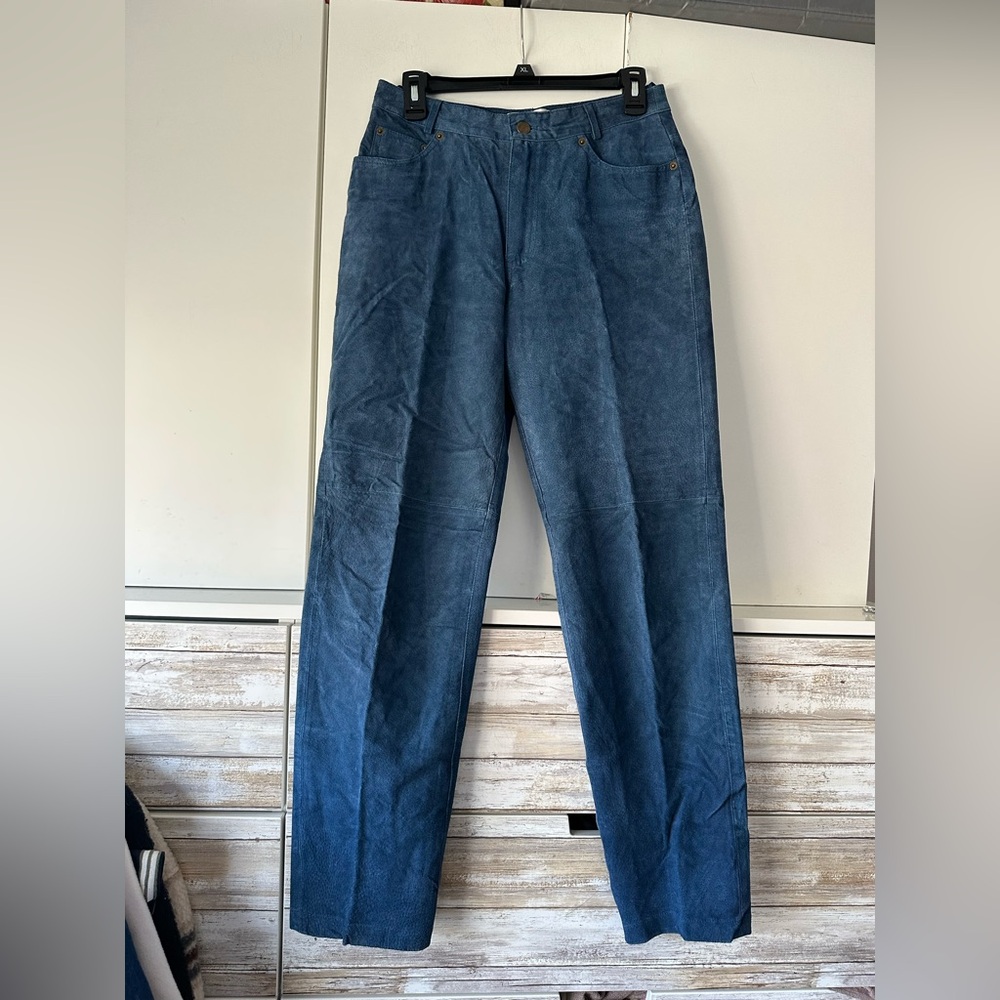 👖 Bagatelle Blue Suede Leather Pants